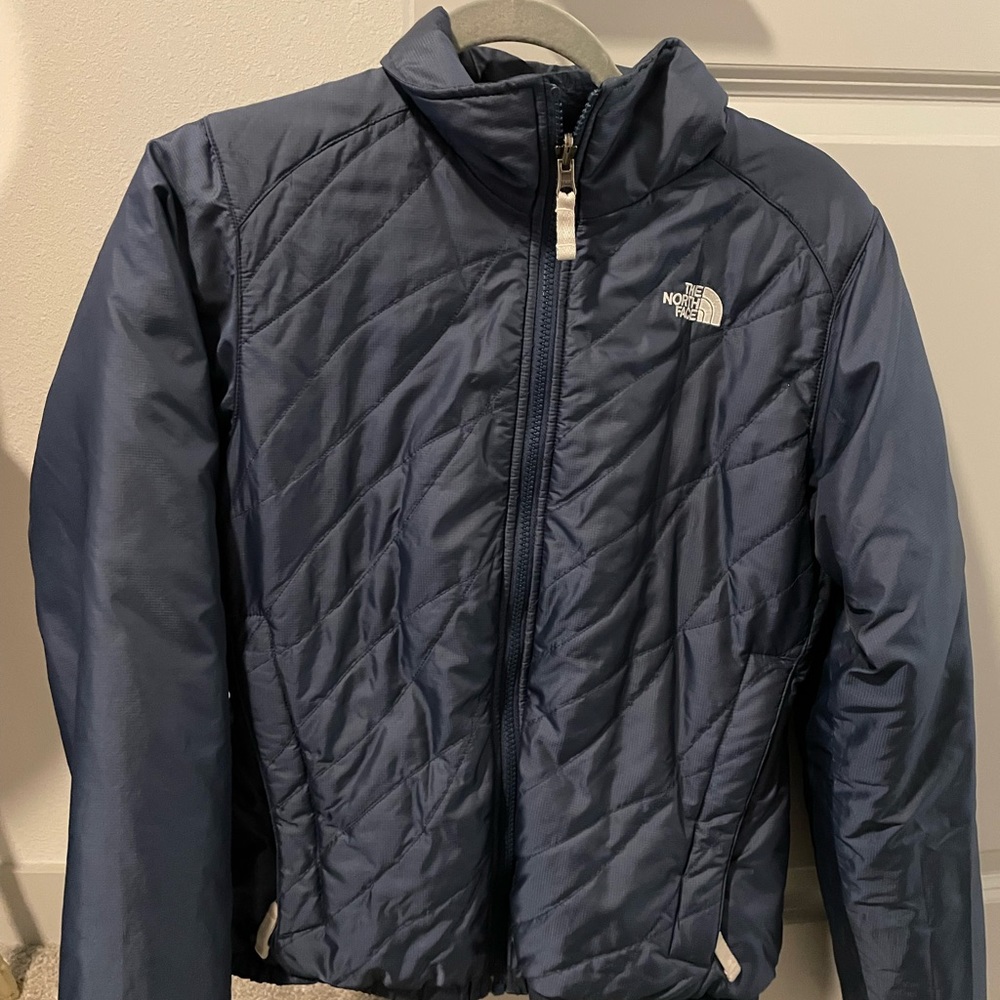 navy light puffer jacket